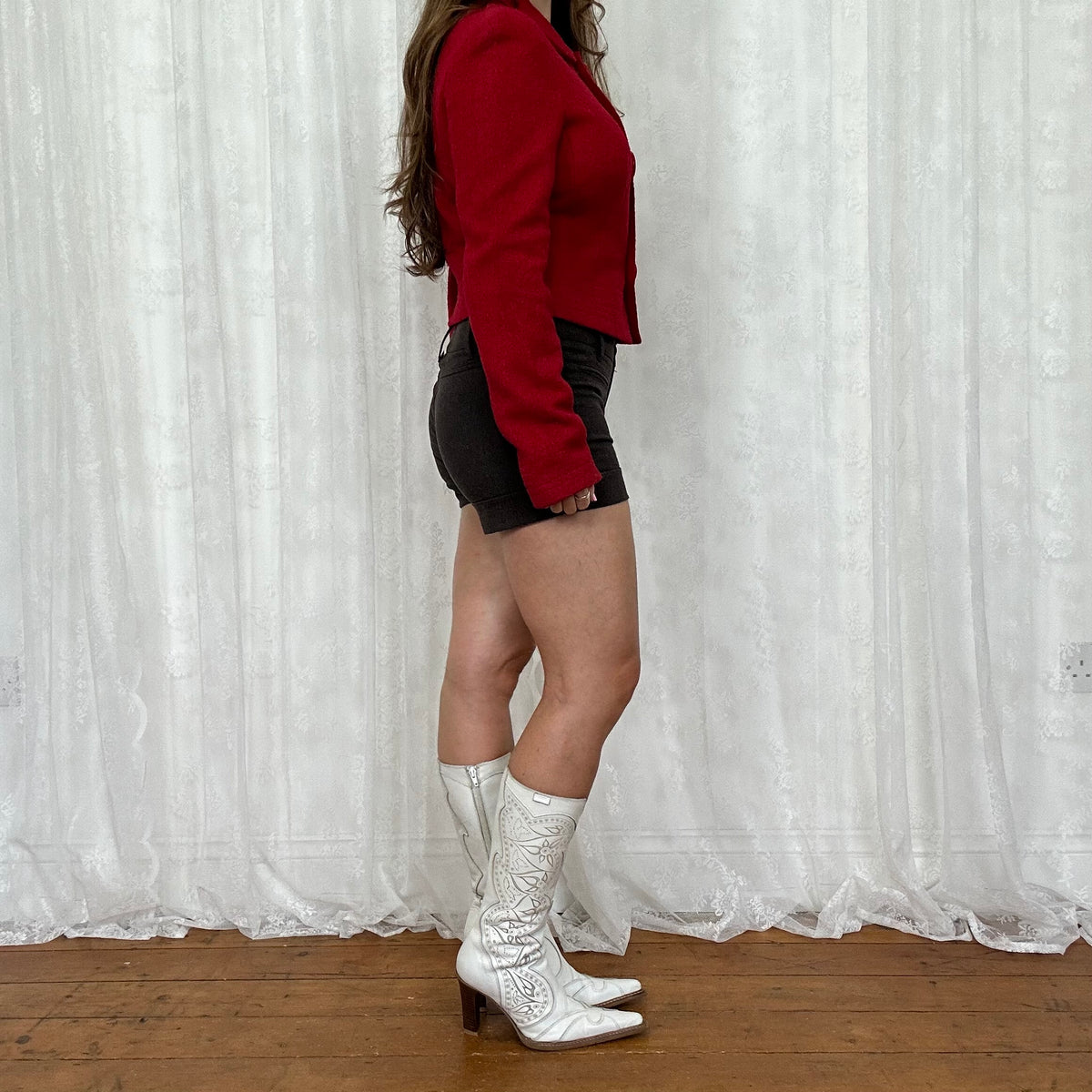 vintage 00s red oversized button fitted jacket