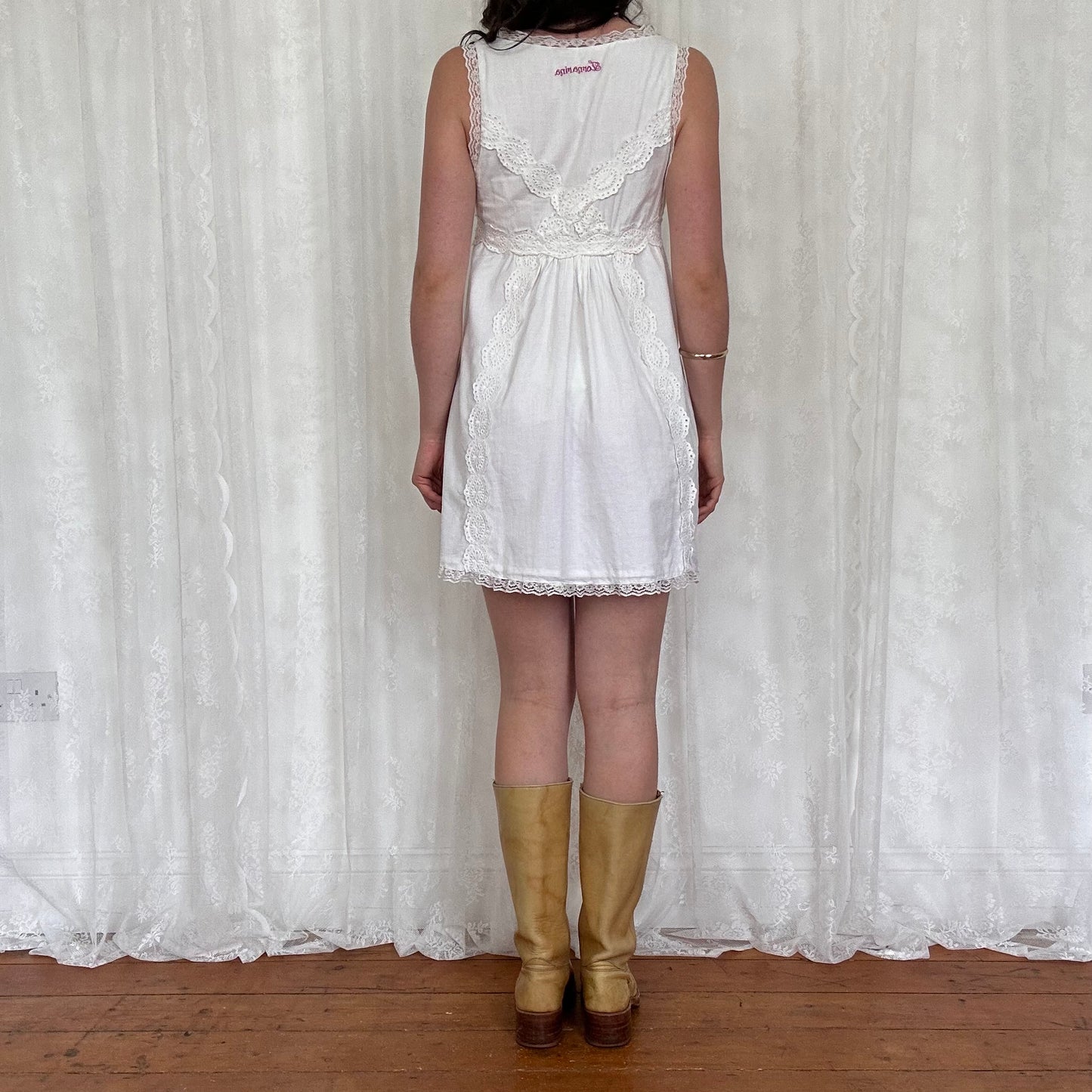 vintage 00s white babydoll mini dress
