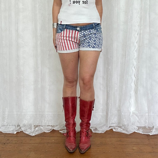 vintage 00s american flag denim shorts