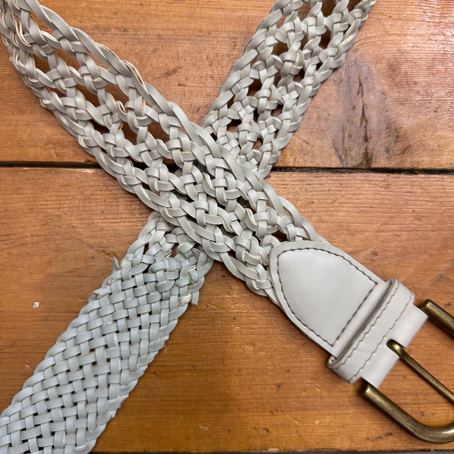 vintage 00s grey braided belt
