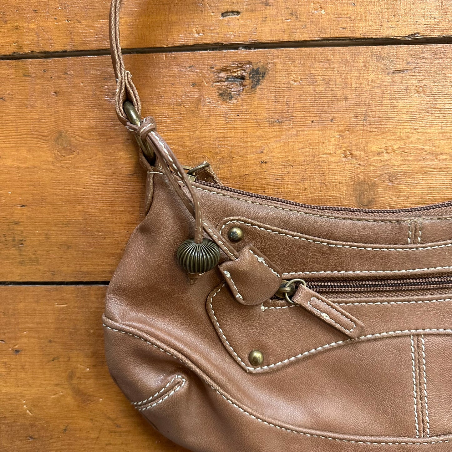 vintage 00s brown faux leather mini handbag