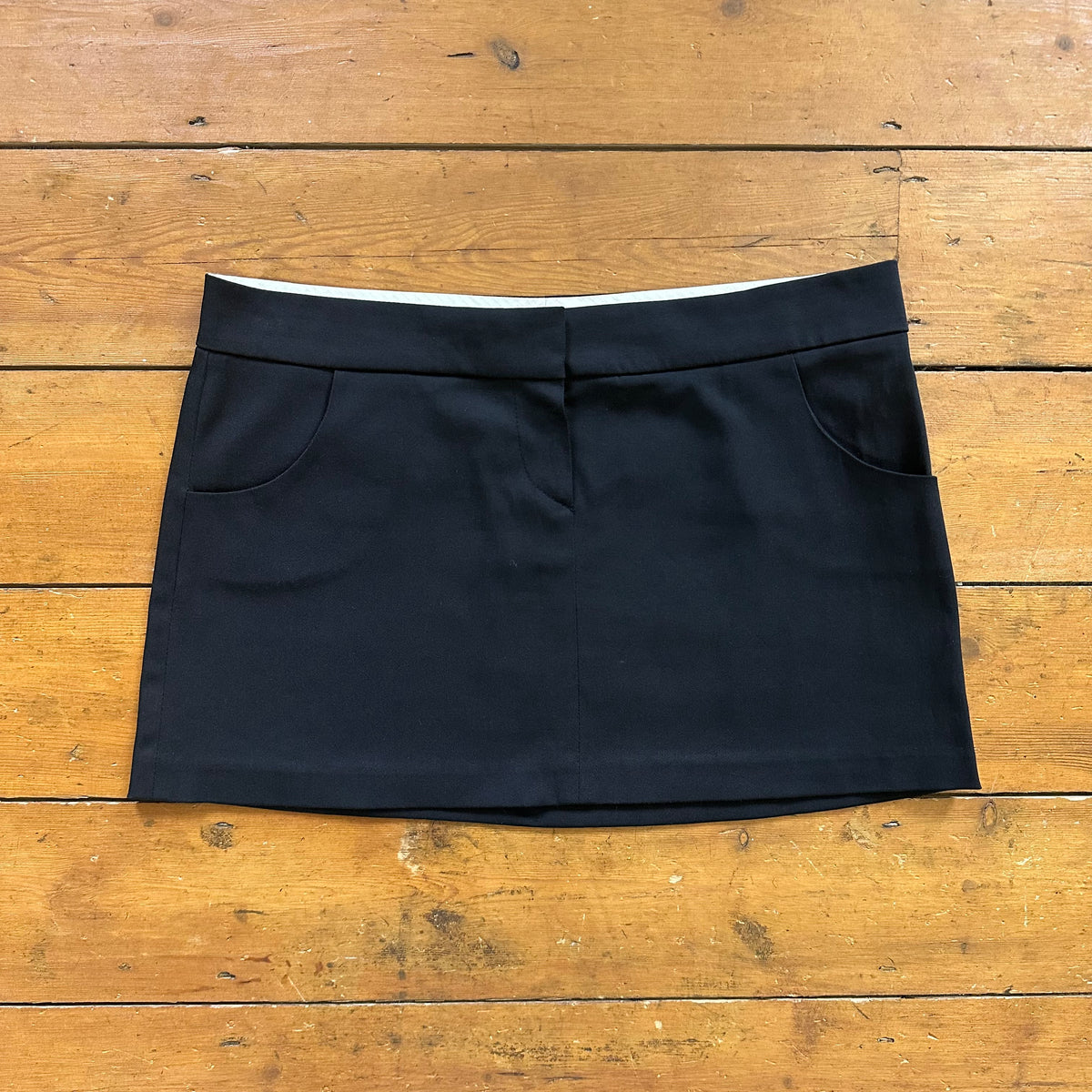 vintage 00s black suit style mini skirt