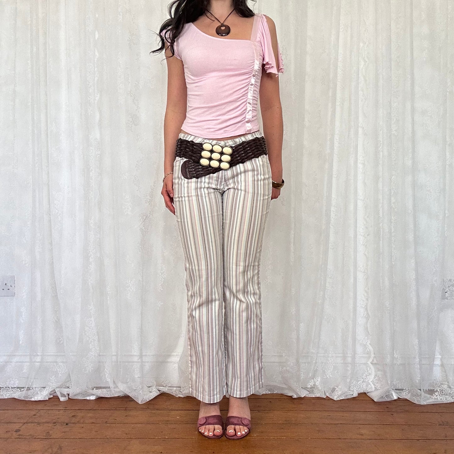 vintage 00s stripey flared trousers