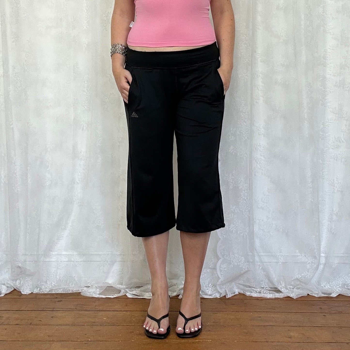 vintage 00s black adidas capri pants