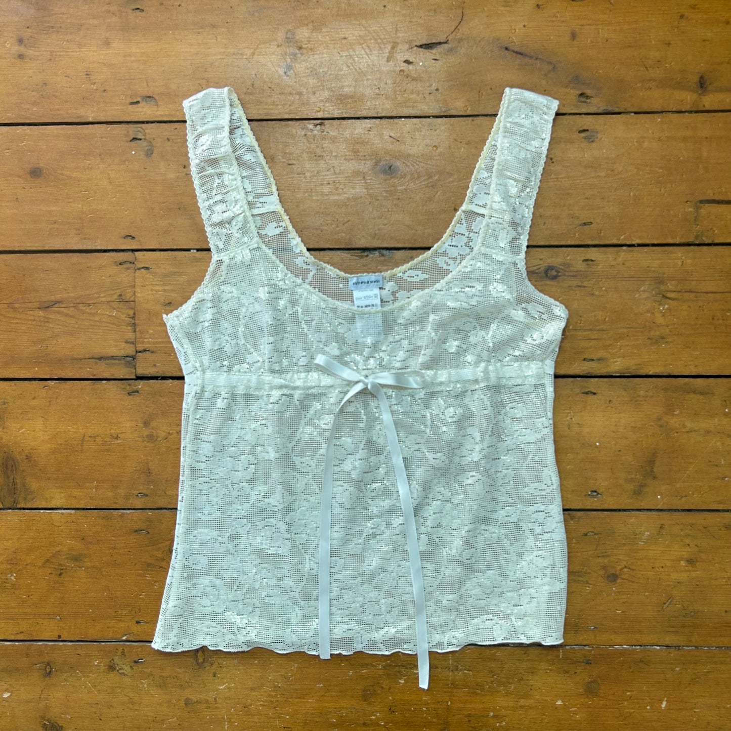vintage 00s white crochet cami top