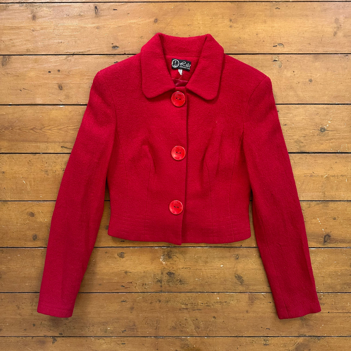 vintage 00s red oversized button fitted jacket