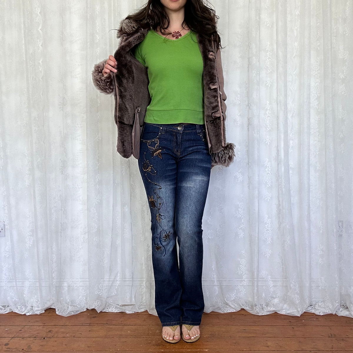 vintage 00s brown hooded afghan coat
