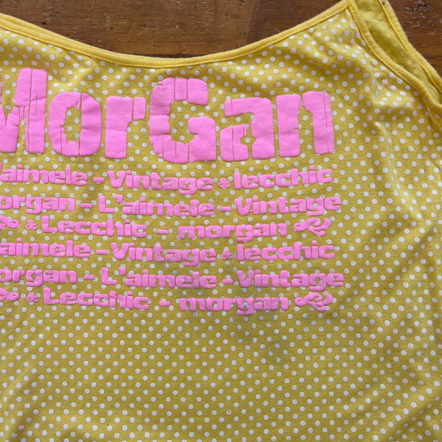 vintage 00s yellow polka dot cami top