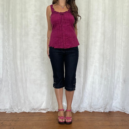 vintage 00s magenta tie back cami top