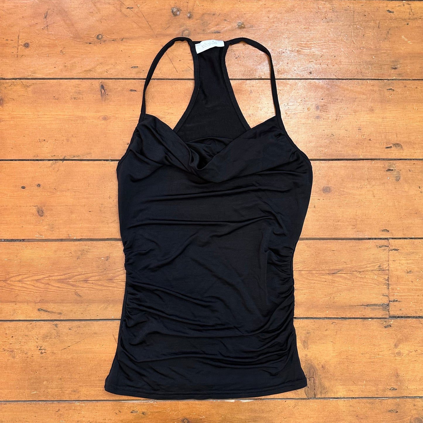 vintage 00s black slinky cowl neck top