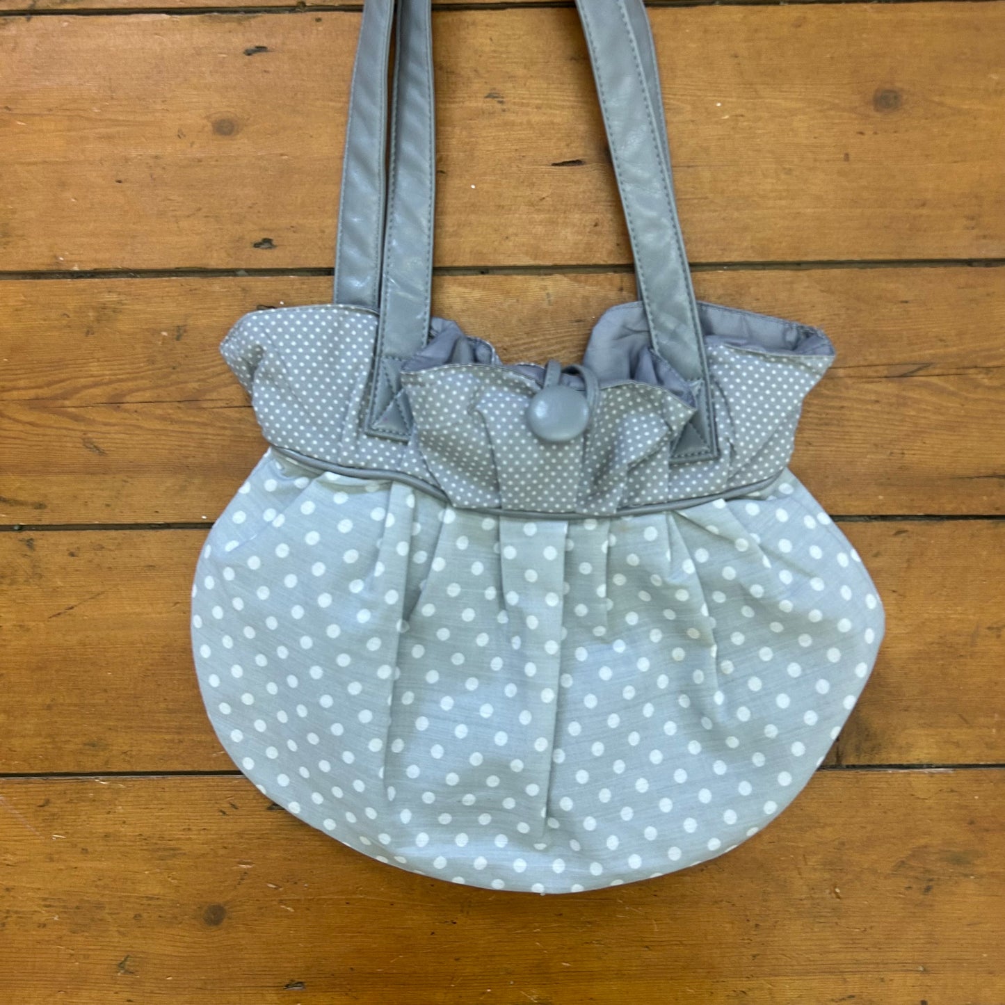 vintage 00s grey polka dot bag