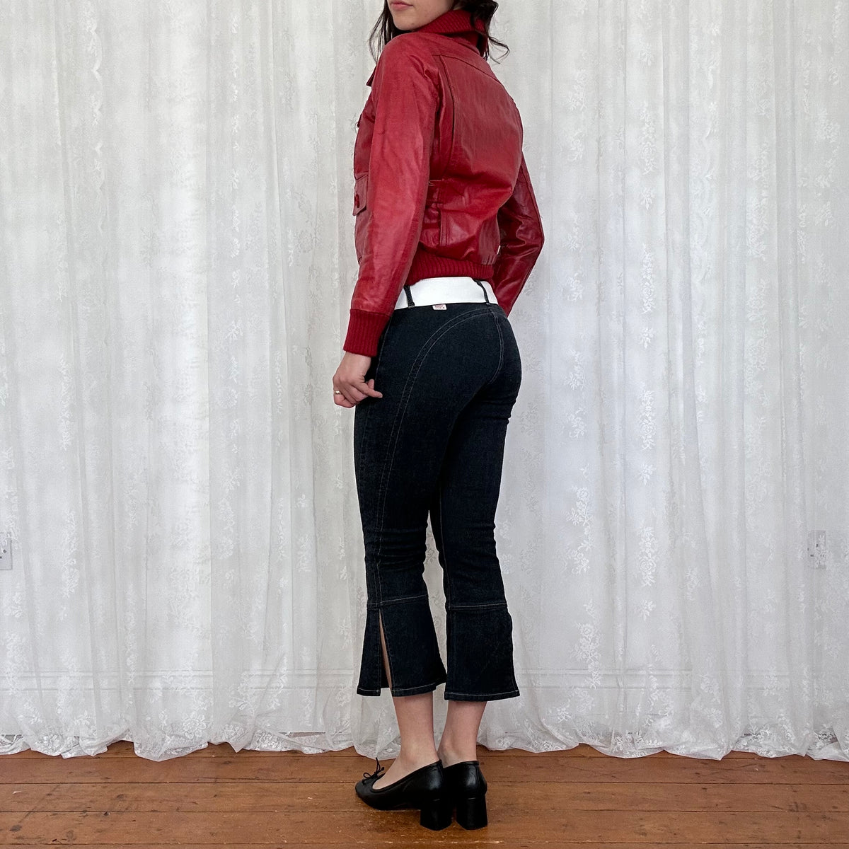vintage 00s red leather bomber jacket
