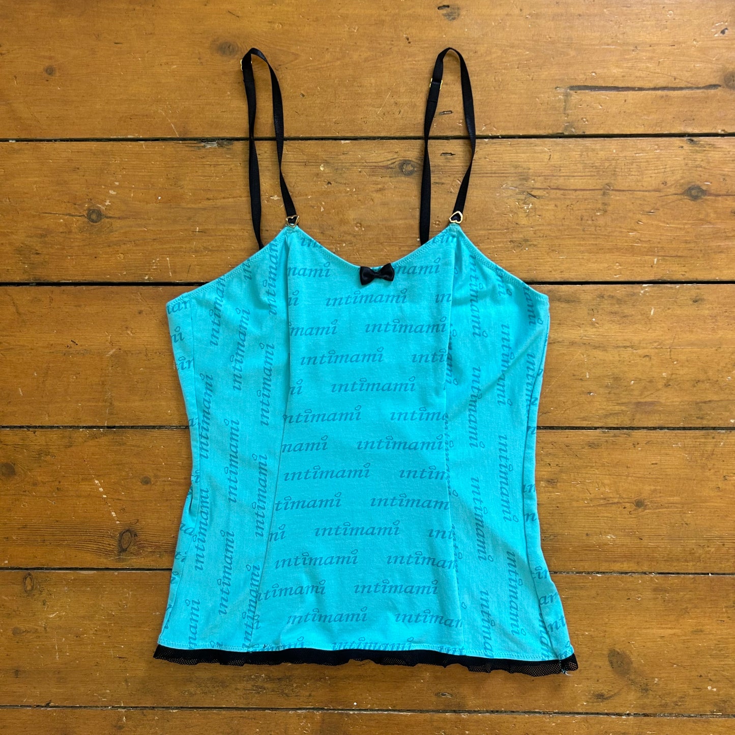 vintage 00s teal blue graphic cami