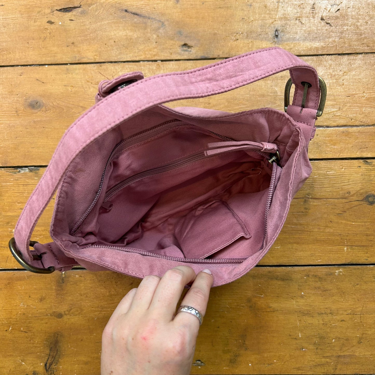 vintage 00s pink suede shoulder bag