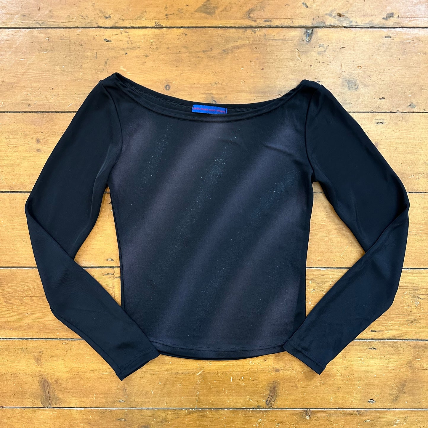 vintage 00s black shimmery off shoulder top