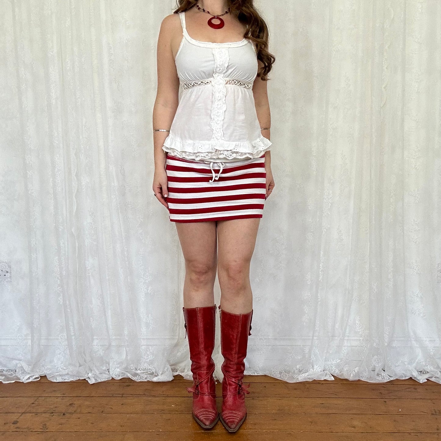 vintage 00s white broderie lace trim cami