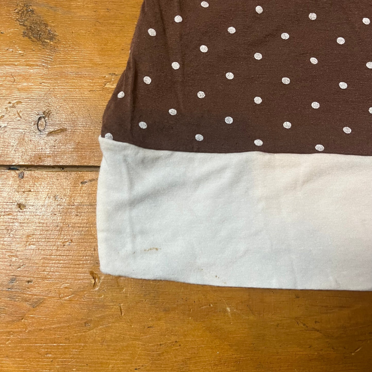 vintage 00s brown polka dot crop sleeve top