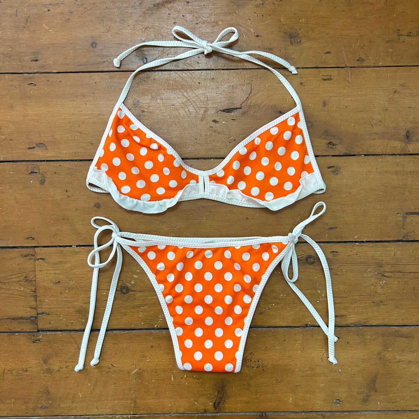 vintage 00s orange polka dot bikini