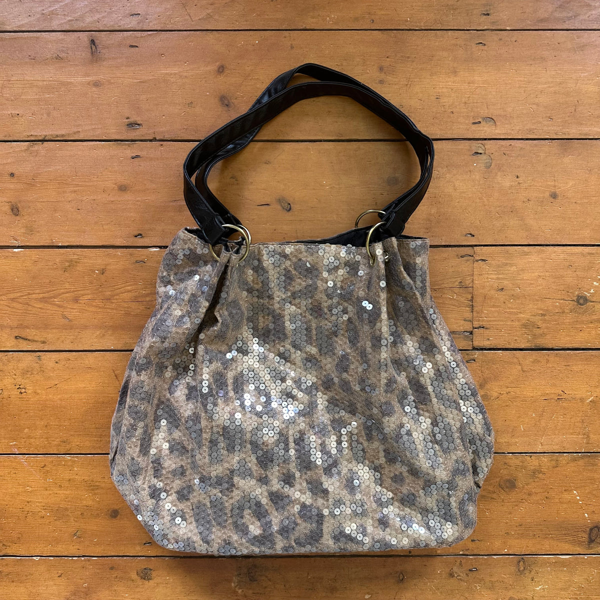 vintage 00s sequin leopard print shoulder bag