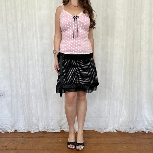 vintage 00s pink polka dot cami top
