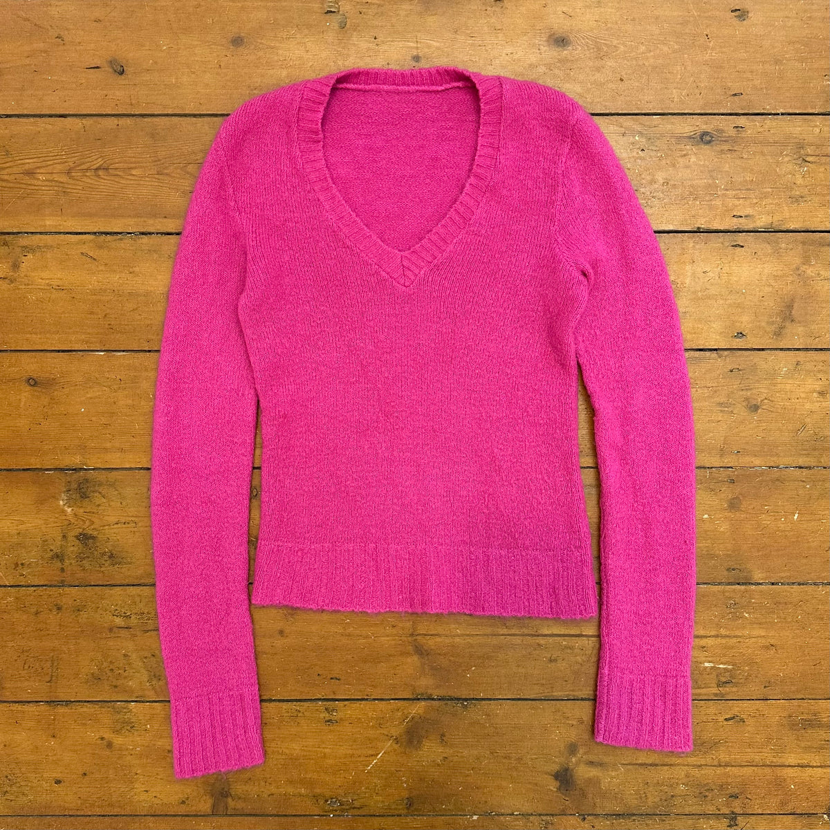vintage 00s hot pink mohair long sleeve jumper