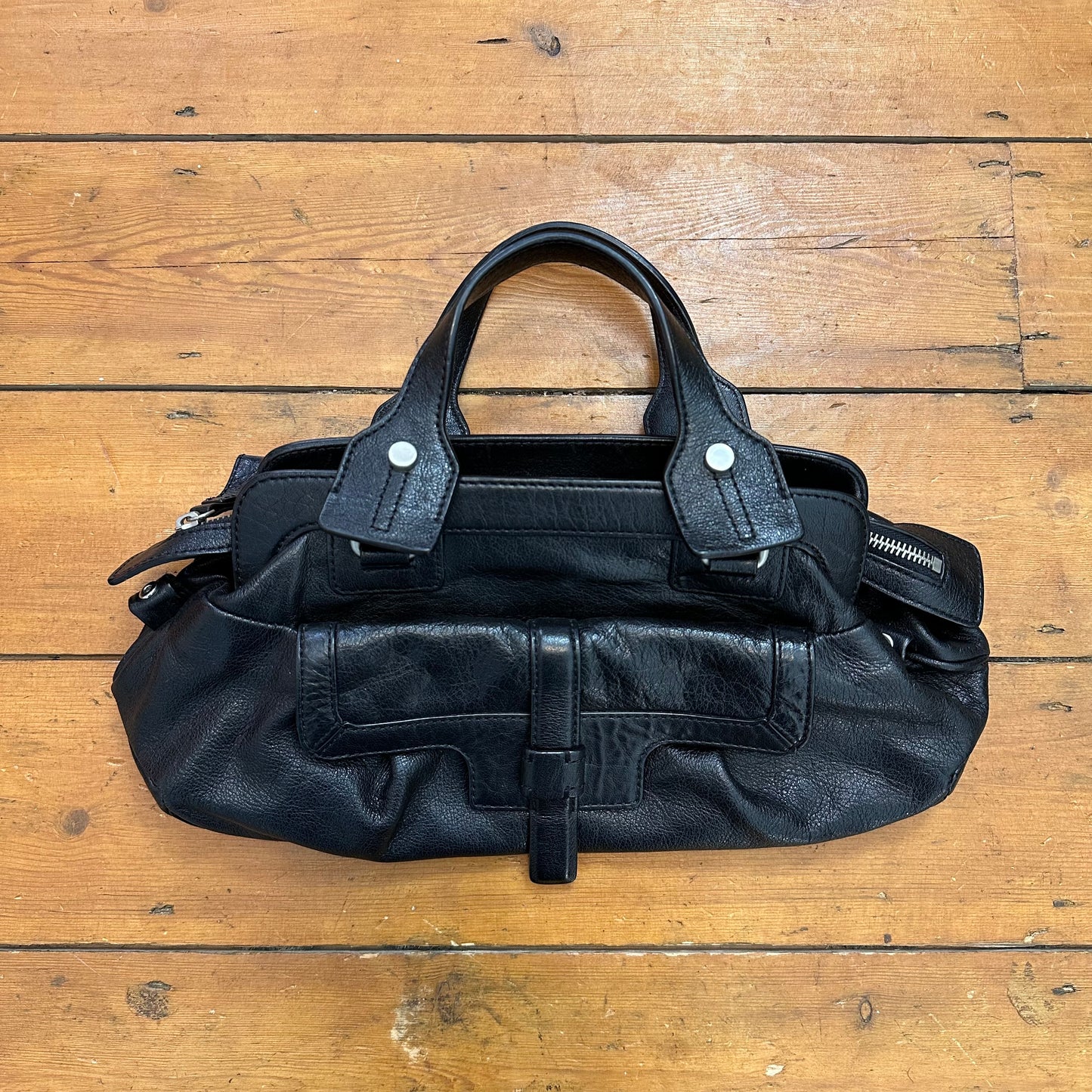 vintage 00s black leather bag