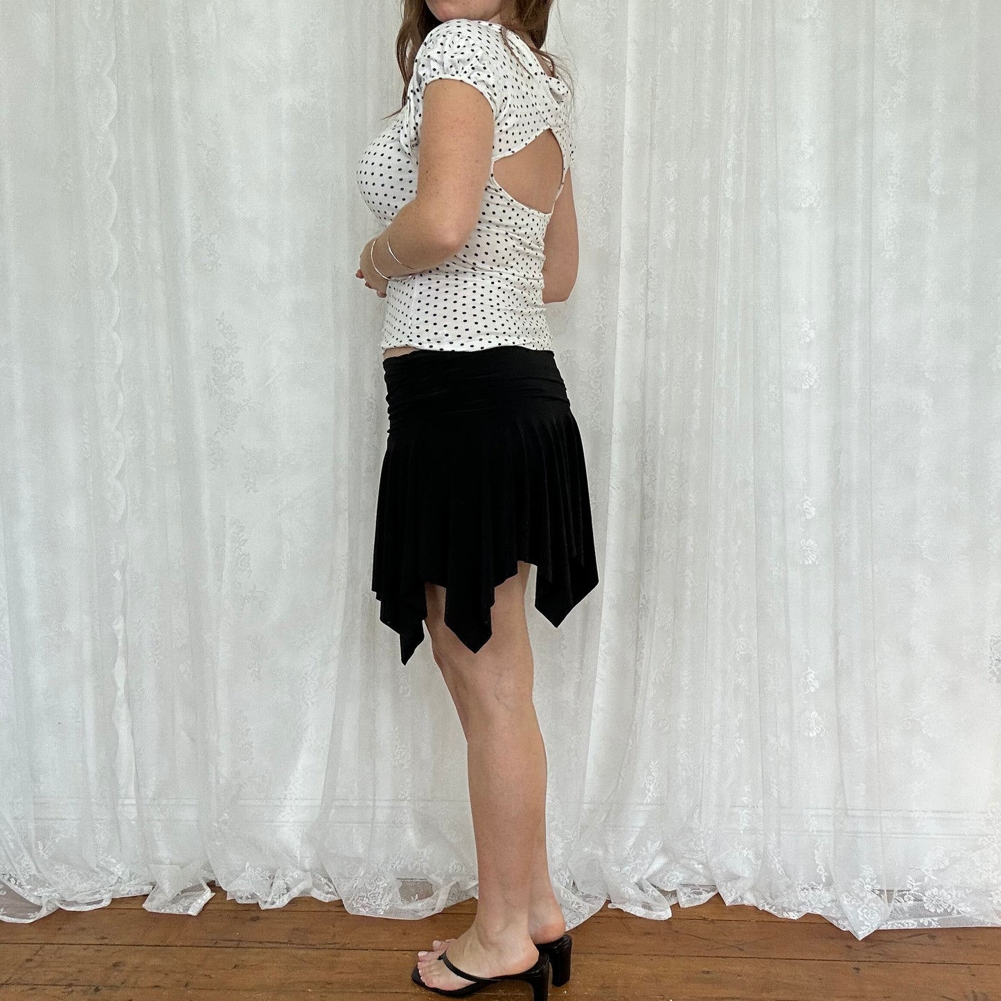 vintage 00s black slinky mini skirt