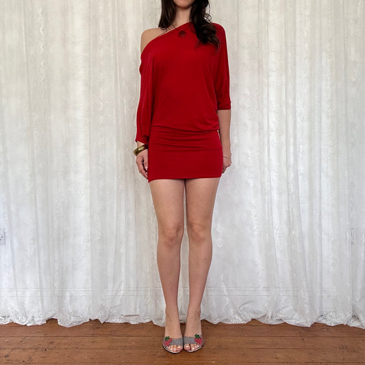 vintage 00s morgan de toi red slouchy mini dress