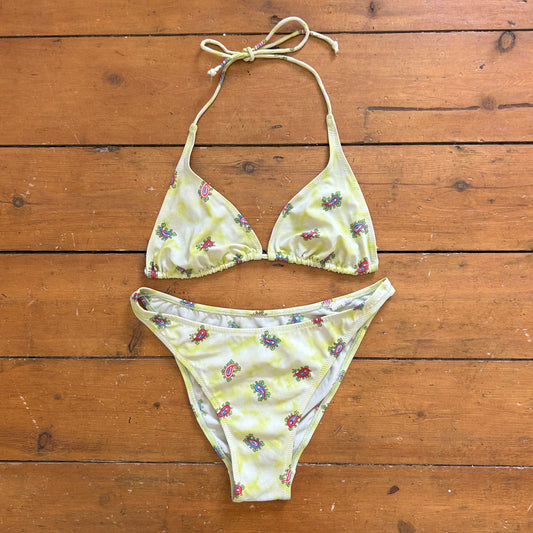 vintage 00s green paisley bikini set