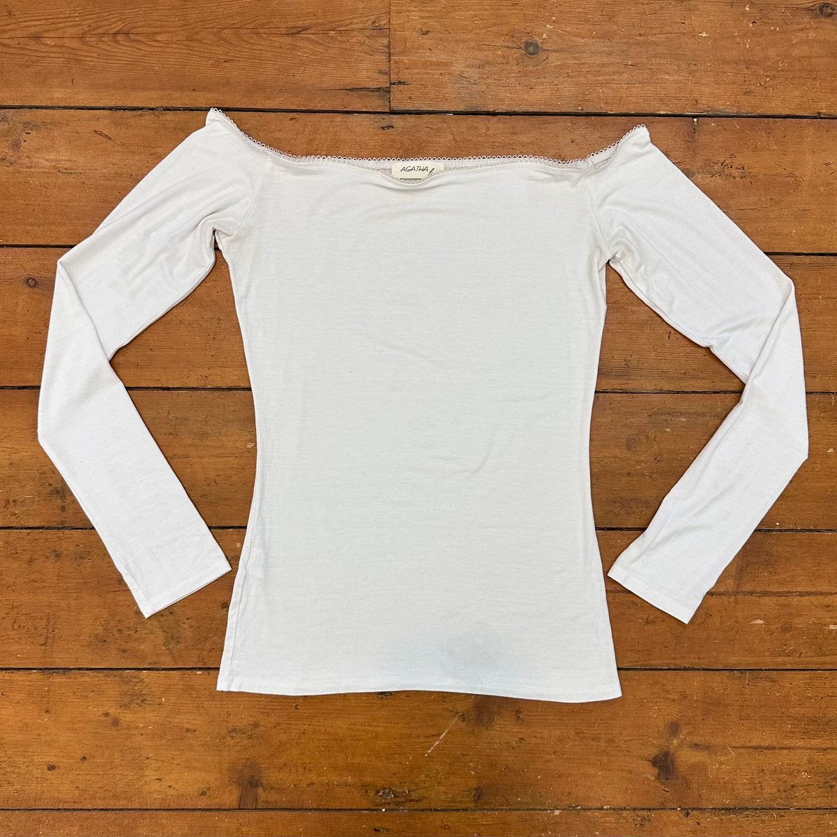 vintage 00s white long sleeve off shoulder top
