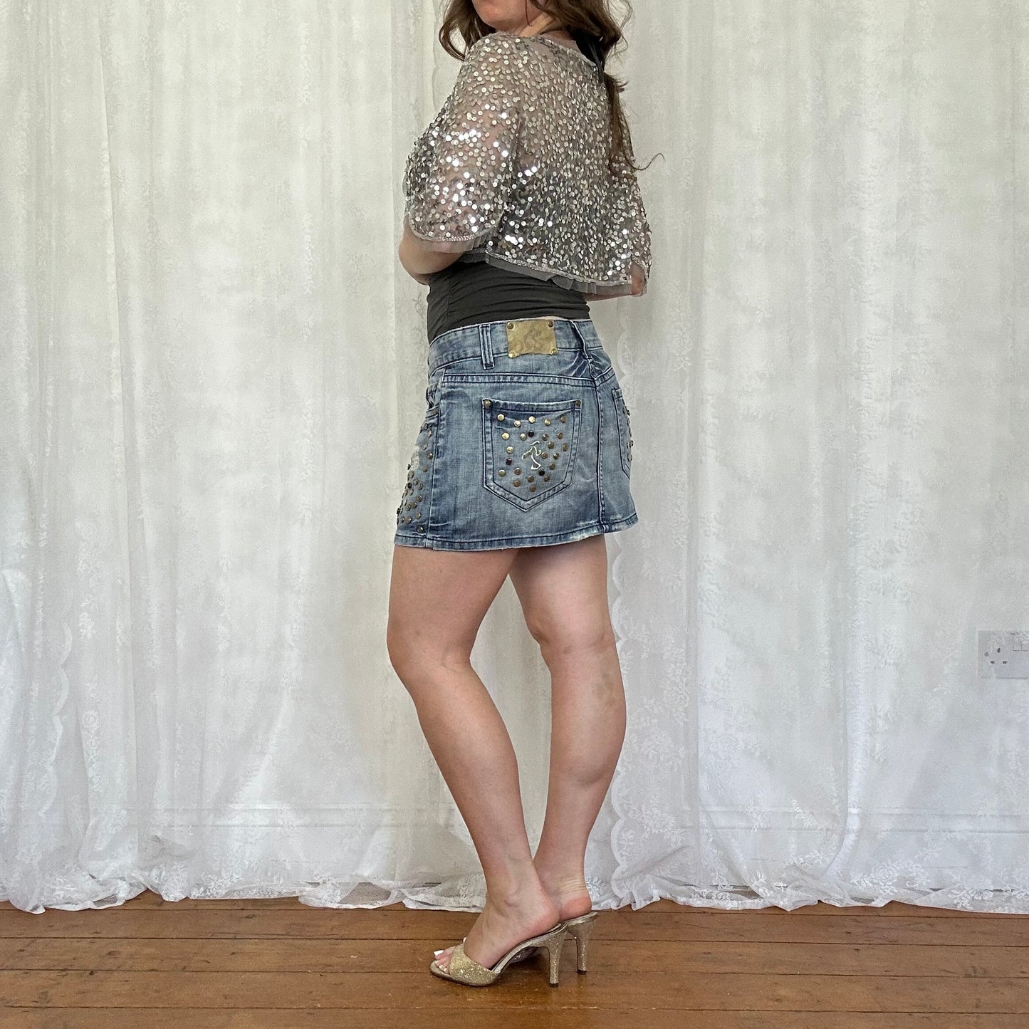 vintage 00s silver sequin bolero shrug