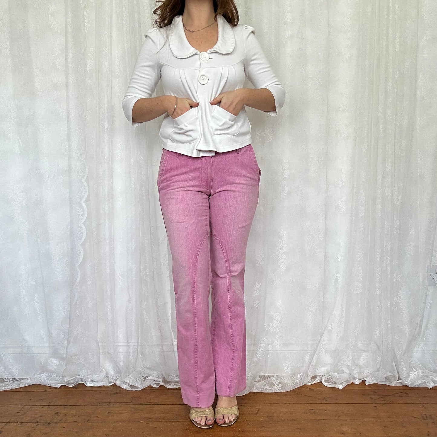 vintage 00s pink mid rise jeans