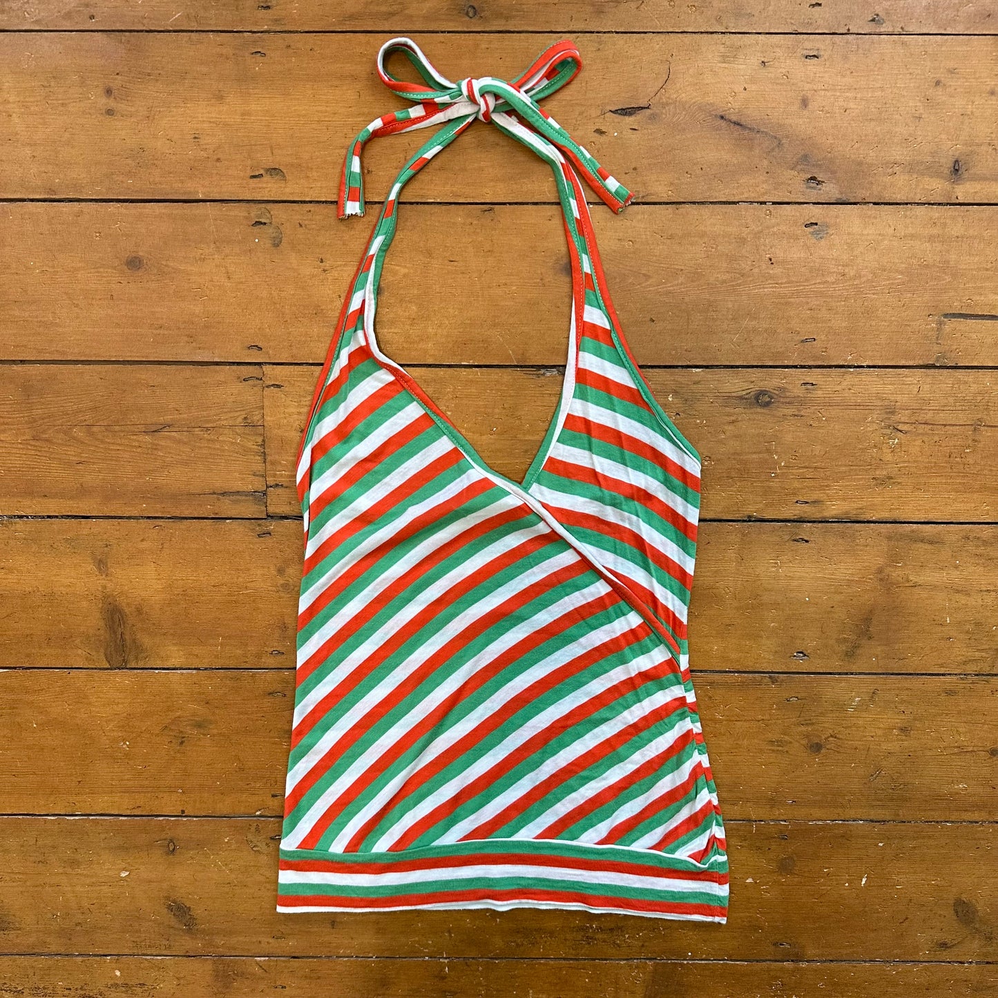 vintage 00s striped halter neck top
