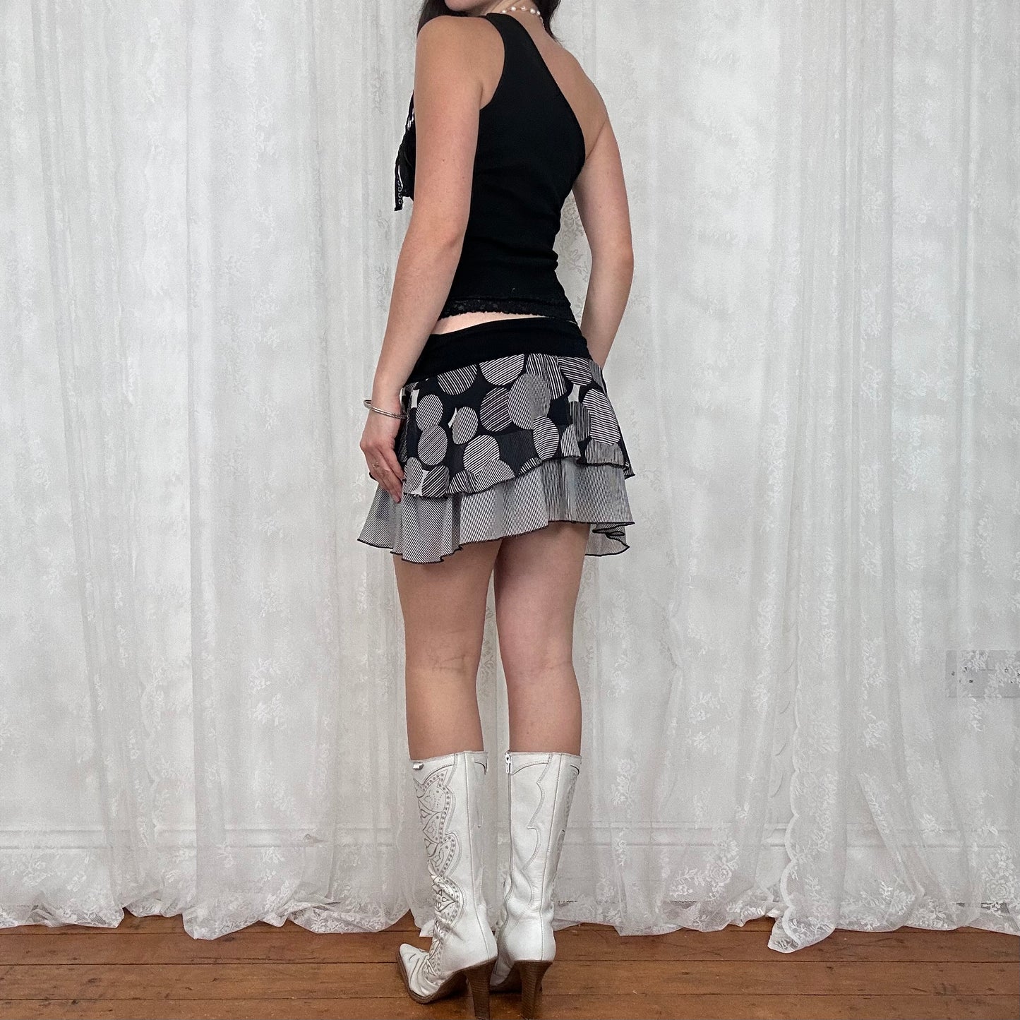 vintage 00s black one shoulder top