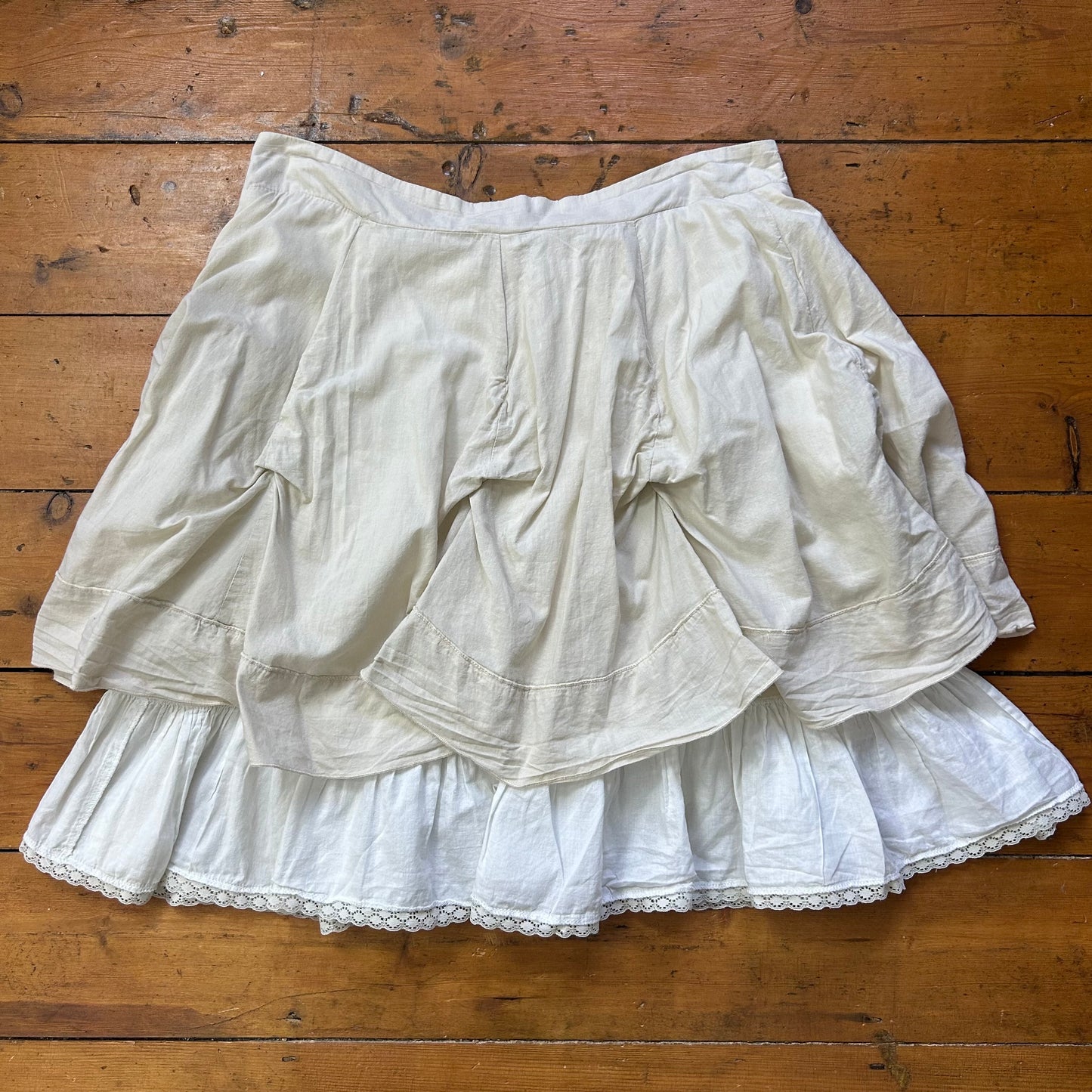 vintage 00s white and beige draped midi skirt