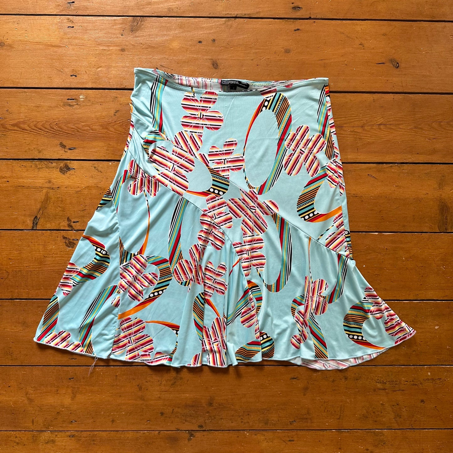 vintage 00s blue floral midi skirt