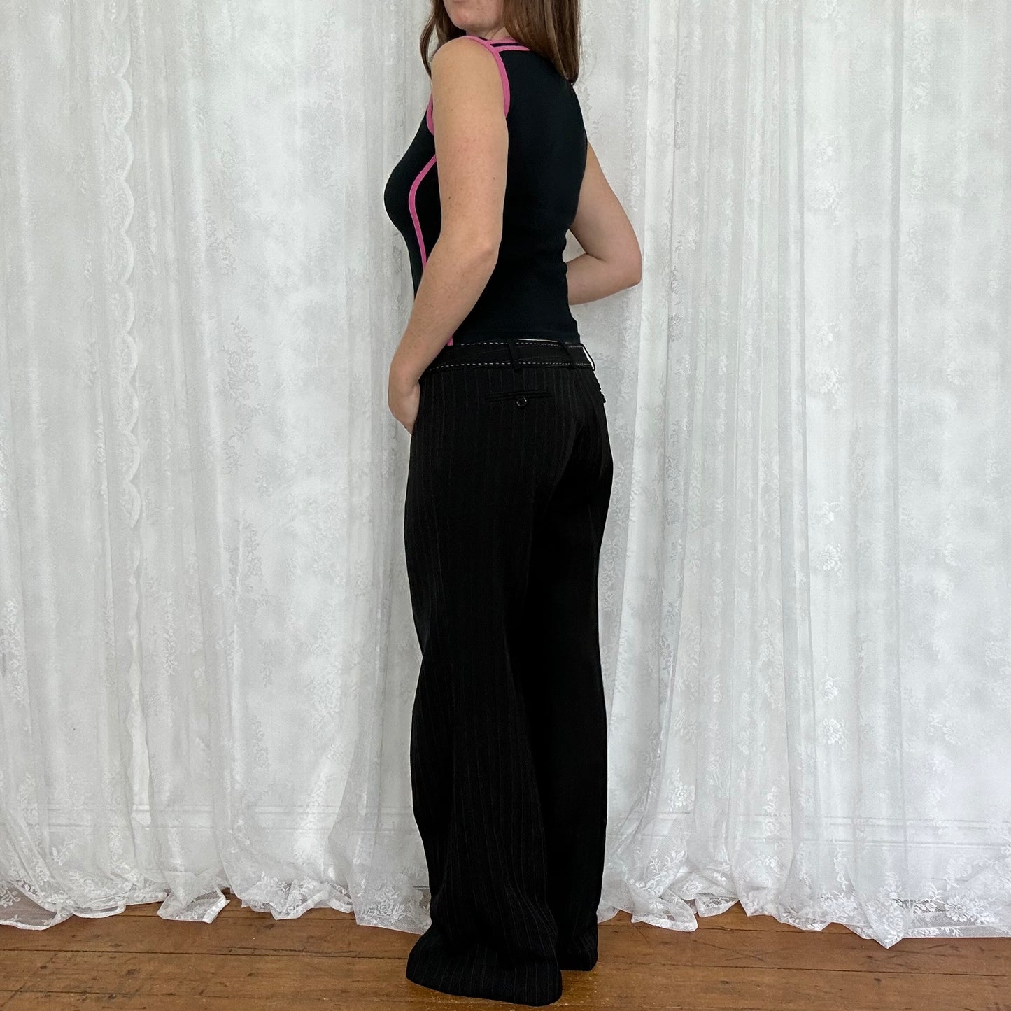 vintage 00s pink and black 55 tank top