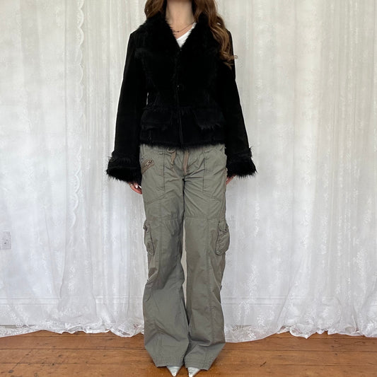 vintage 00s morgan de toi black short afghan jacket