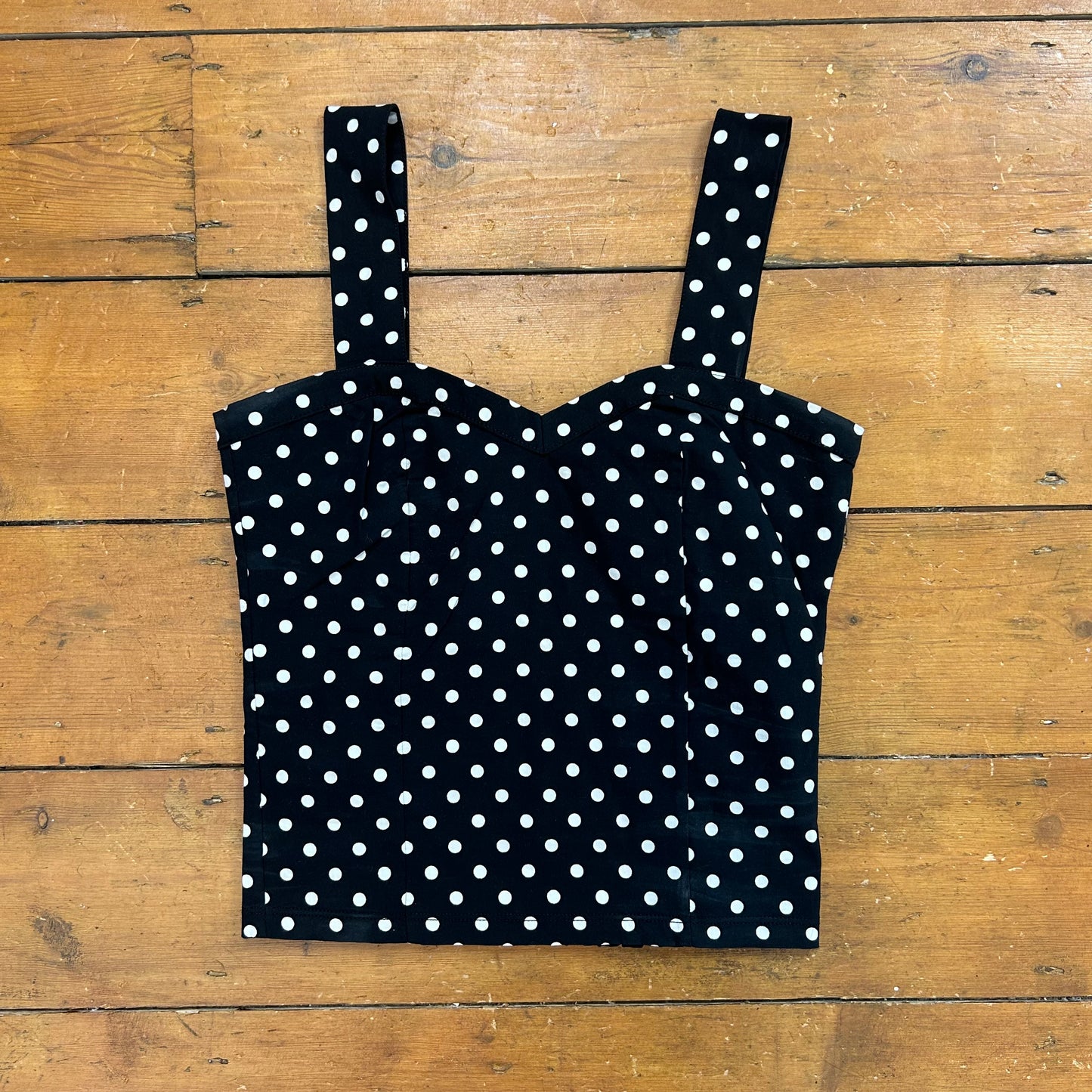 vintage 00s black and white polka dot cami top