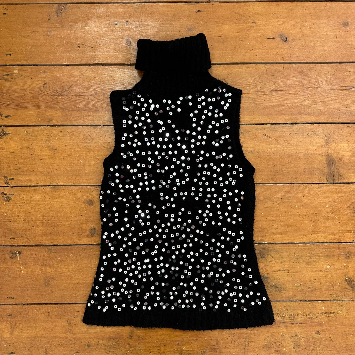 vintage 00s black sequin turtleneck