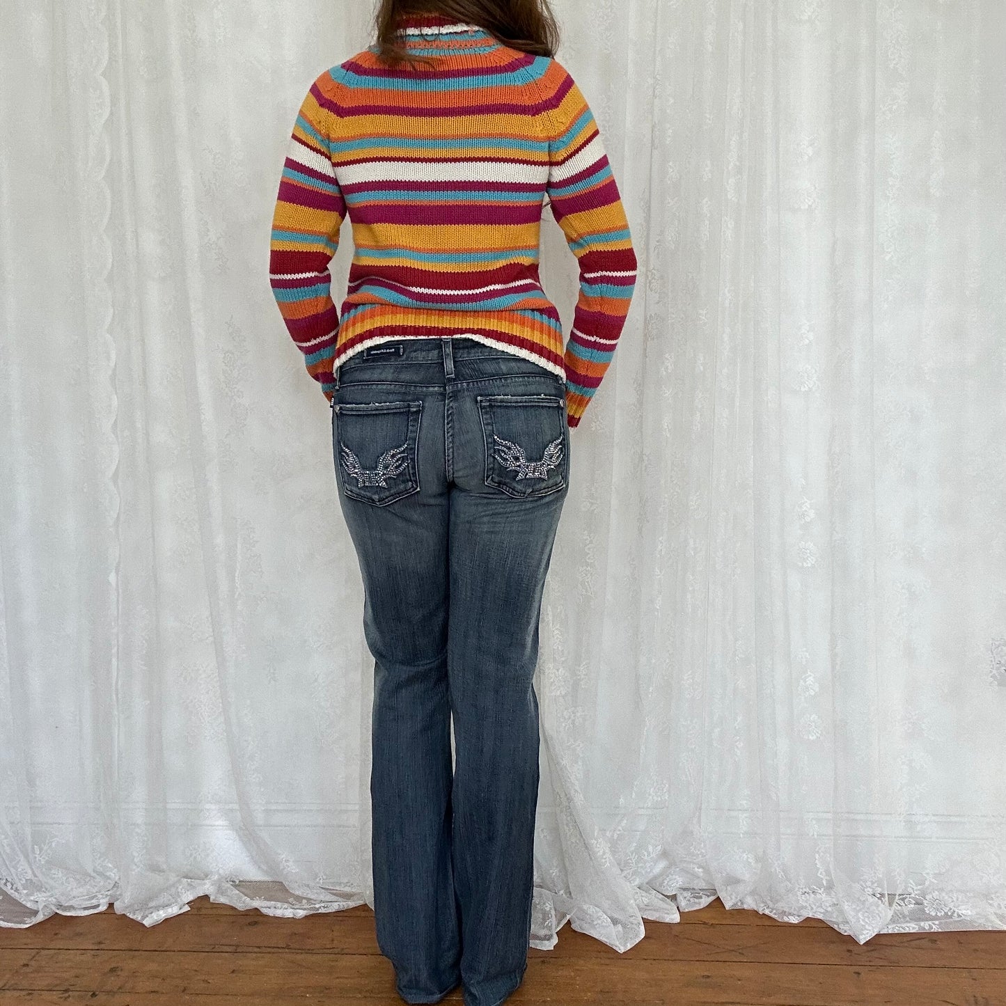 vintage 00s multicolour striped knitted jumper