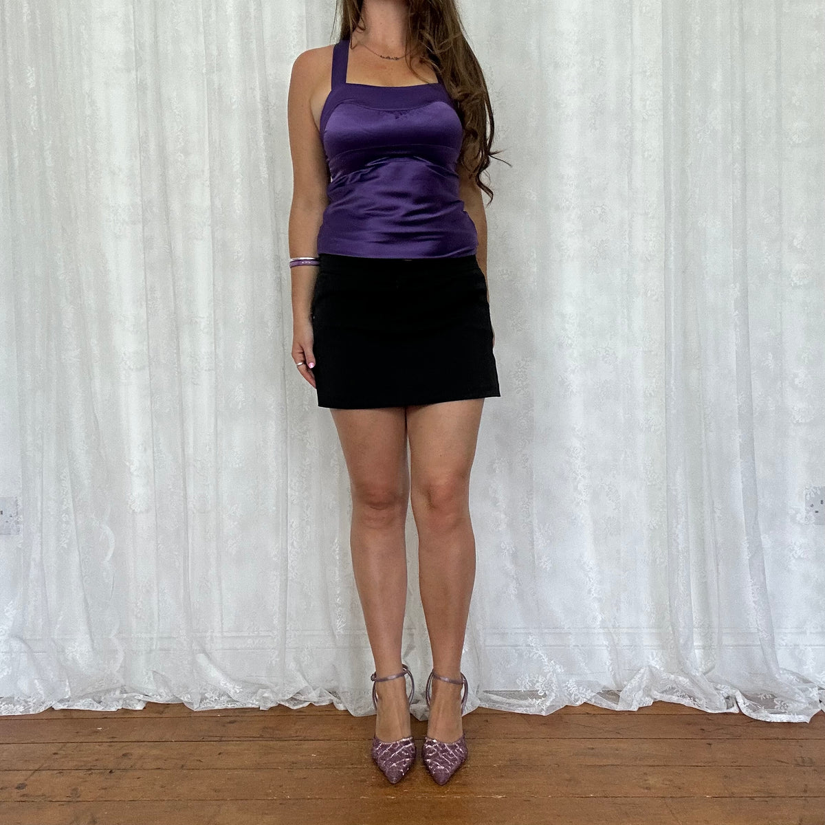 vintage 00s black suit style mini skirt