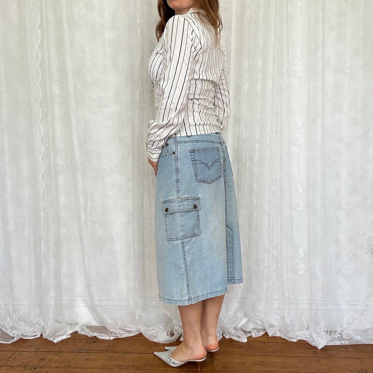 vintage 00s white pinstripe long sleeve shirt