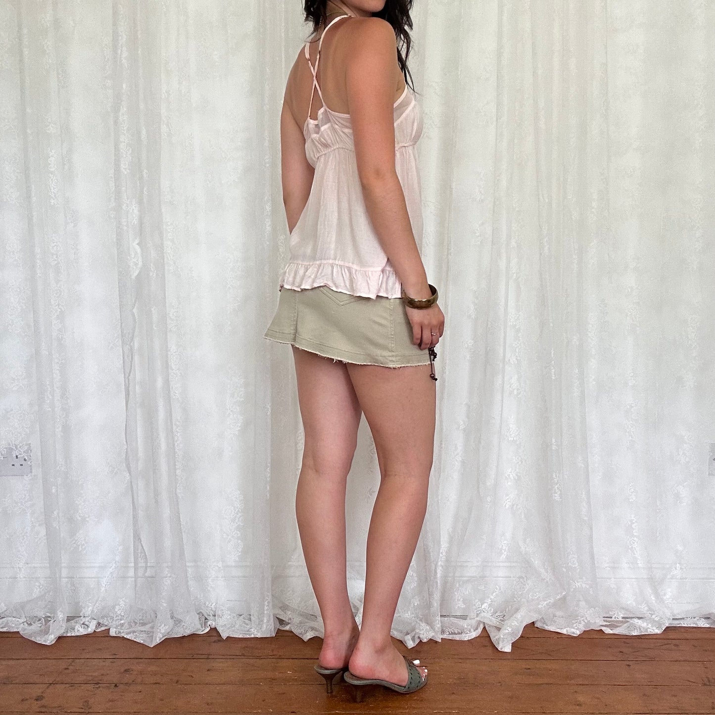 vintage 00s pale pink babydoll cami