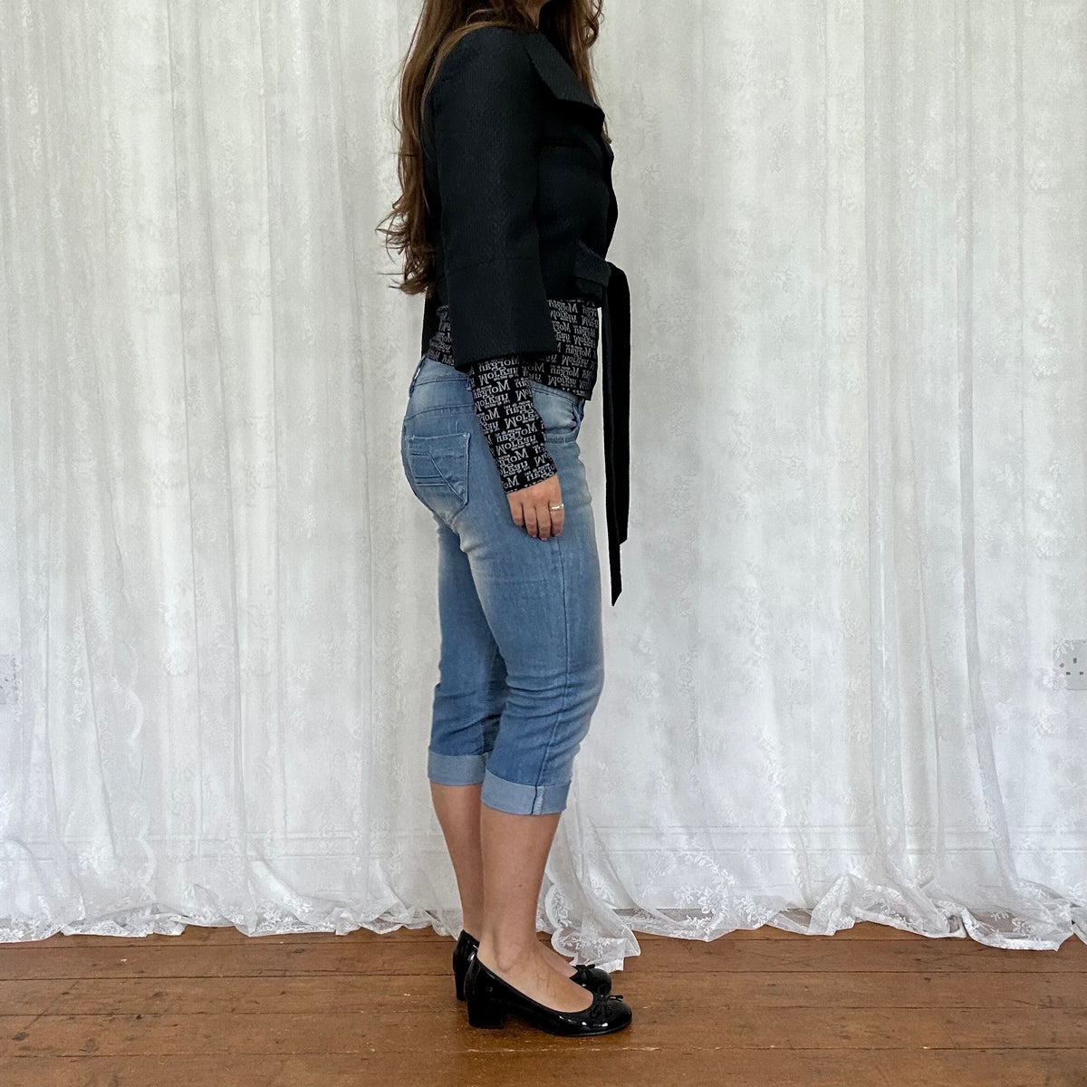 vintage 00s black cropped peacoat