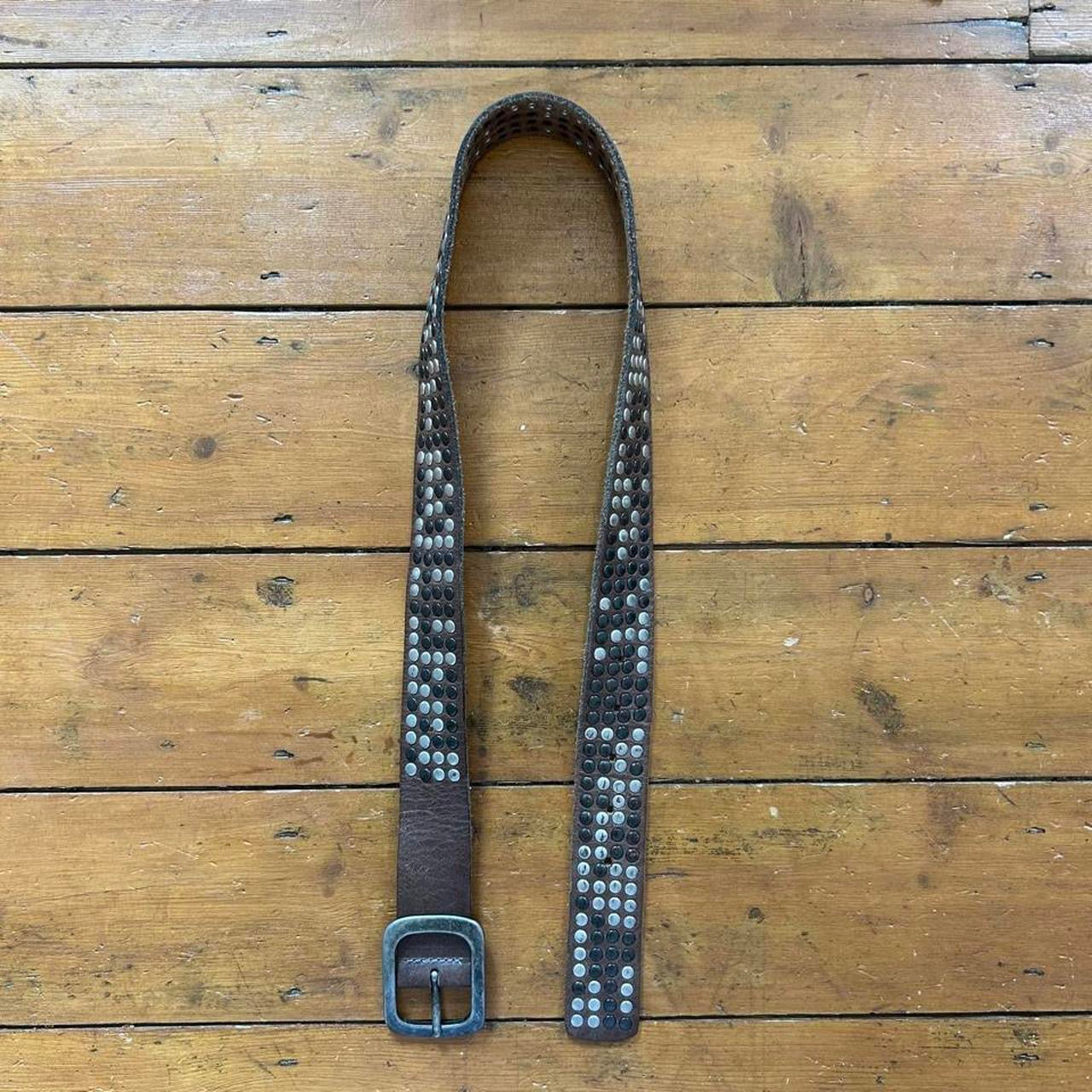 vintage 00s brown leather studded belt