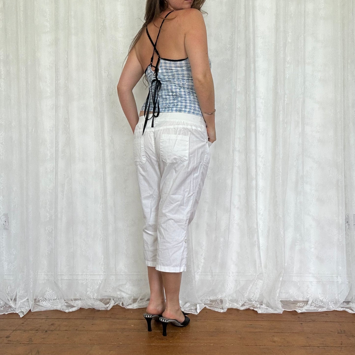 vintage 00s blue gingham intimissimi cami