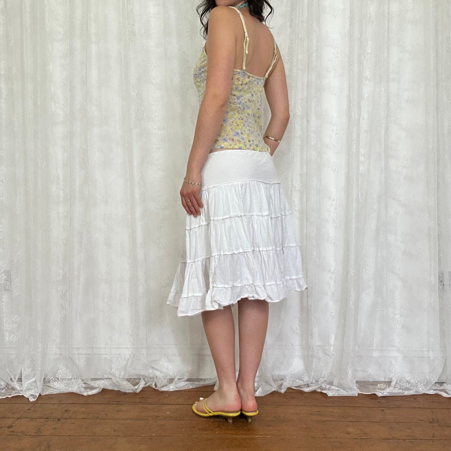 vintage 00s yellow floral intimissimi cami