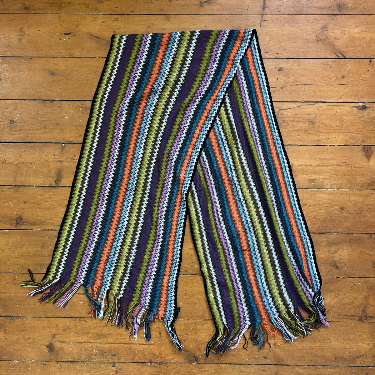 vintage 00s multi colour striped scarf