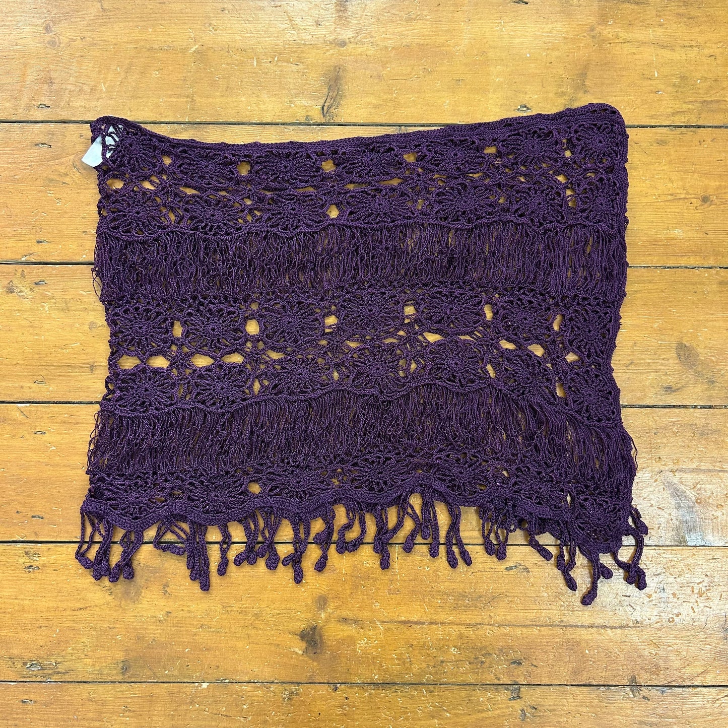 vintage 00s purple crochet wrap shawl